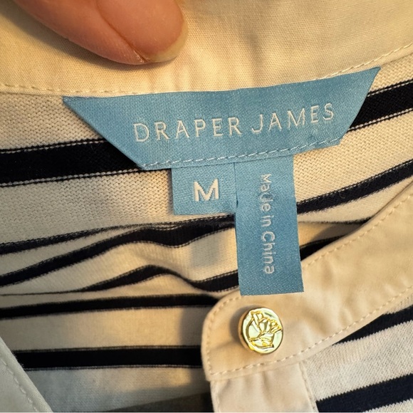 Draper James White and Navy Striped Sleeveless Dress - Picture 4 of 6